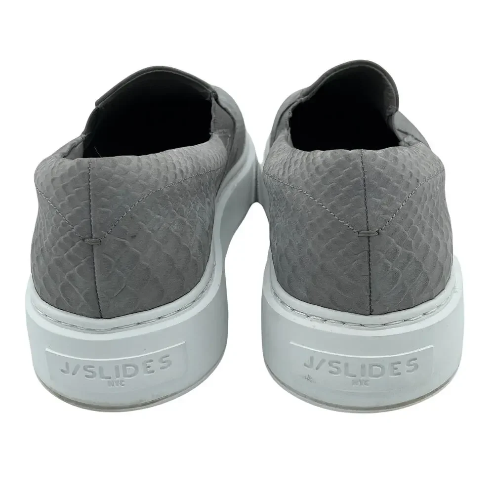 J Slides NYC Ariana Platform Sneakers Faux Snakeskin Croc Pattern Gray Size 8 - Picture 5 of 7